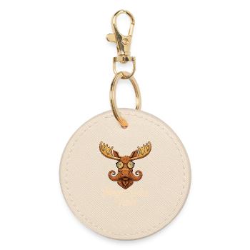 Humour Animal Élan Blague Moustache - Porte-clés rond - huître - Devant