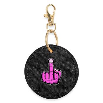 Doigt du milieu Doigt puant Baise Tu Design - Porte-clés rond - noir - Devant