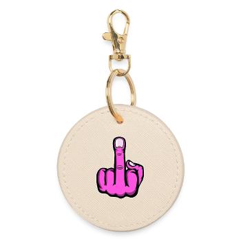 Doigt du milieu Doigt puant Baise Tu Design - Porte-clés rond - huître - Devant