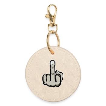 Middle Finger Stinky Finger Fuck You Design - Round Keyring - oyster - Front