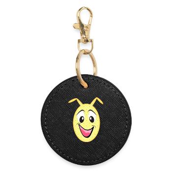 Yellow Heart Monster - Round Keyring - black - Front