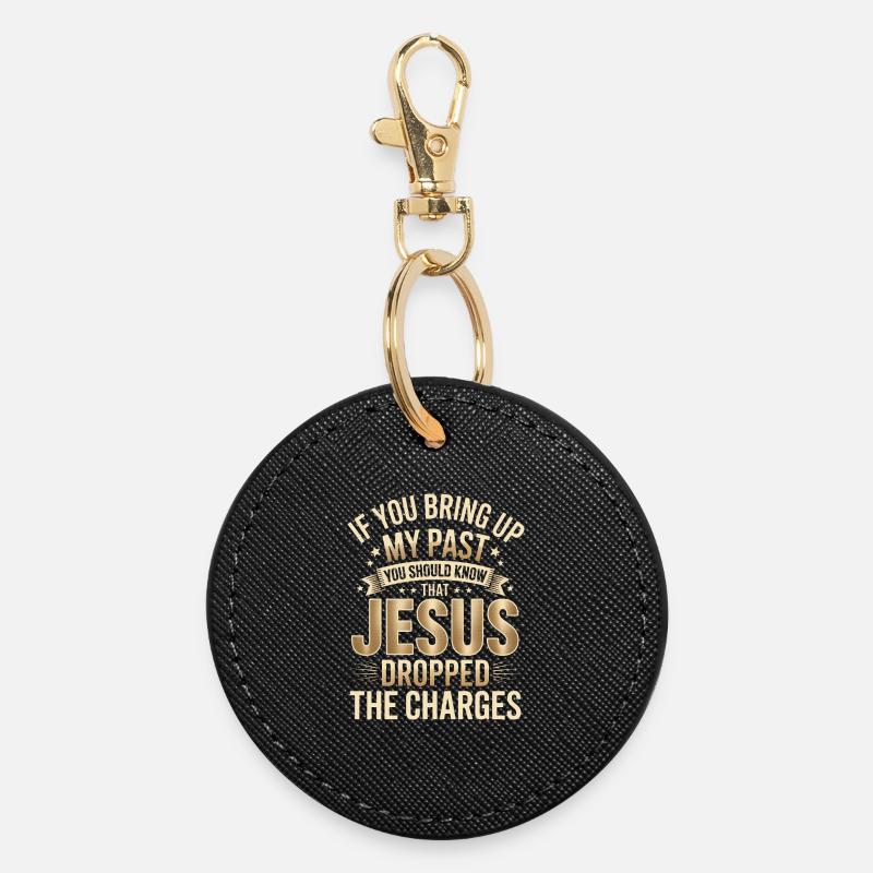 Jesus Dropped The Charges Tee - Round Keyring - black