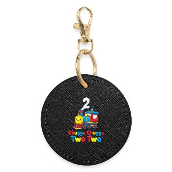 Deux deux Train 2e anniversaire il y a 2 ans - Porte-clés rond - noir - Devant