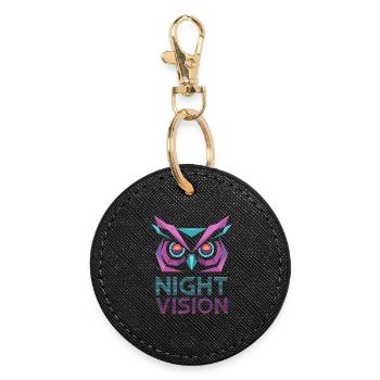 Night Vision Owl Retro Cyberpunk - Round Keyring - black - Front