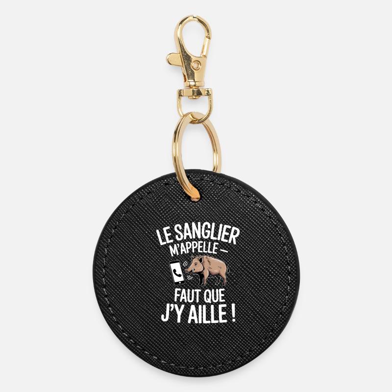Le sanglier m’appelle faut que j’y aille - Porte-clés rond - noir