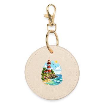 Lighthouse Coastal Paradise - Round Keyring - oyster - Front