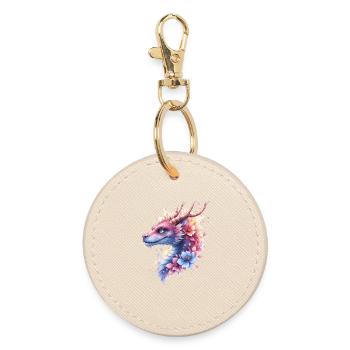 Blue Floral Dragon - Round Keyring - oyster - Front