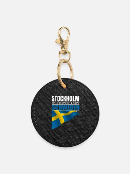 Stockholm - Runder Schlüsselanhänger - Schwarz