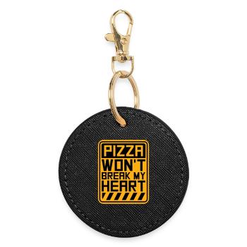 La pizza ne me brisera pas le cœur La nourriture aime l’humour - Porte-clés rond - noir - Devant