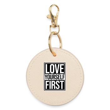 Love Yourself First Self-Love Self-Care - Round Keyring - oyster - Front