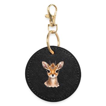 Gentle gaze – dwarf antelope Dikdik - Round Keyring - black - Front