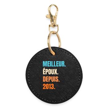 Meilleur Époux Depuis 2013 Cadeau Mari - Porte-clés rond - noir - Devant