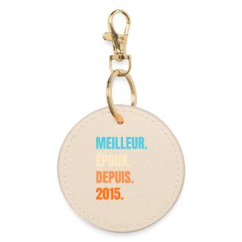 Bester Ehemann seit 2015 Ehemanngeschenk - Runder Schlüsselanhänger - Auster - Vorne