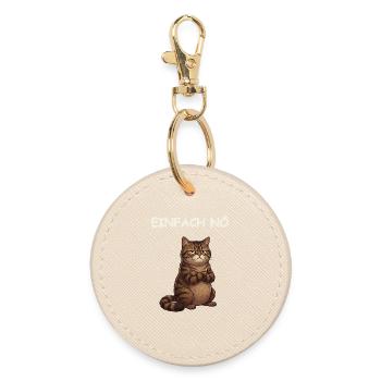 Cat Funny Saying - Round Keyring - oyster - Front