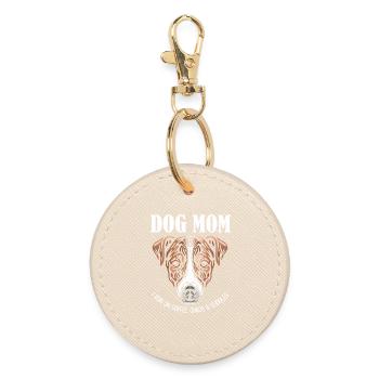 Jack Russell Dog Mom - Coffee Chaos Cuddles - Round Keyring - oyster - Front