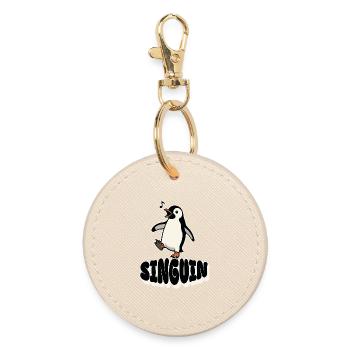 Singing Penguin - Singuin - Round Keyring - oyster - Front
