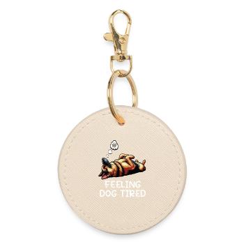 Feeling Dog Tired German Shepherd - Round Keyring - oyster - Front
