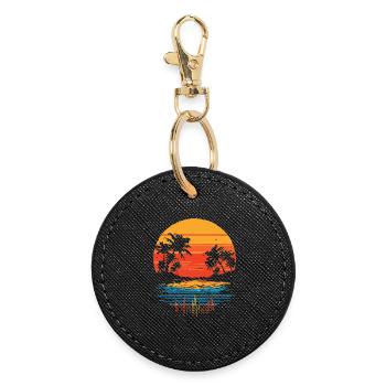 Strand Retro - Runder Schlüsselanhänger - Schwarz - Vorne