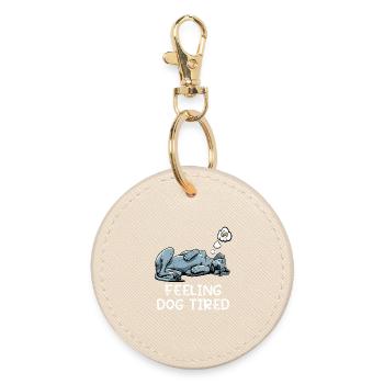 Feeling Dog Tired Great Dane Great Dane Dog - Round Keyring - oyster - Front