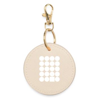 Grille à pois avec un carré d’accent - Porte-clés rond - huître - Devant