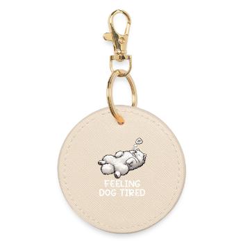 Feeling Dog Tired Samoyed Samoyed Lovers - Round Keyring - oyster - Front