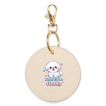 Born to be Fluffy -  niedliches Hunde Design - Runder Schlüsselanhänger - Auster - Vorne