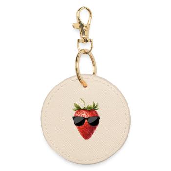 Fraise avec lunettes de soleil - Porte-clés rond - huître - Devant