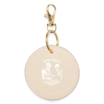 Epicurus playing Chess with skeleton - Round Keyring - oyster - Front