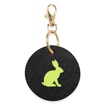 Silhouette de lapin - Porte-clés rond - noir - Devant
