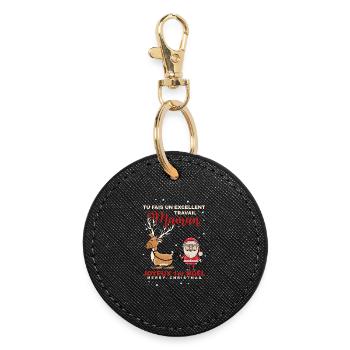 1er noel - Porte-clés rond - noir - Devant
