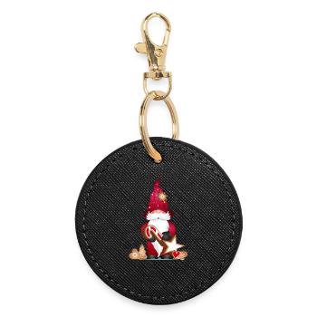 gnome sucré magique avec des biscuits de Noël - Porte-clés rond - noir - Devant