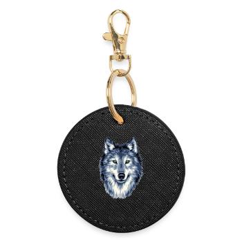 WOLF HEAD - Wildes Herz bis ins Detail - Runder Schlüsselanhänger - Schwarz - Vorne