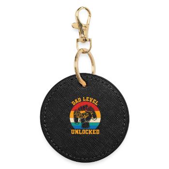 Dad Level Unlocked Retro Vintage New Dad - Round Keyring - black - Front