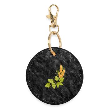 Hops and malt base to brew beer - Round Keyring - black - Front