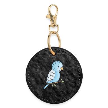 mignon oiseau perruche - Porte-clés rond - noir - Devant
