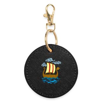 Funny Viking Drakkar - Round Keyring - black - Front