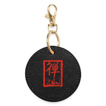 The word Zen in Japanese (red) - Round Keyring - black - Front