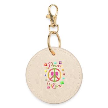 Peace and Love - Round Keyring - oyster - Front