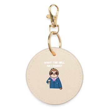 Animal Sloth Relax Jungle Dweller Statement - Round Keyring - oyster - Front