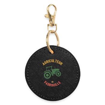 Farmer in Mop - Round Keyring - black - Front