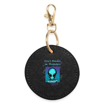 Ne croyez pas aux humains. Le slogan extraterrestre pour vous. - Porte-clés rond - noir - Devant