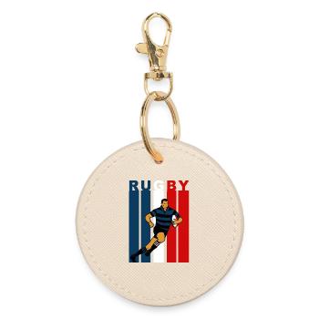Rugby player on a tricolour background - Round Keyring - oyster - Front