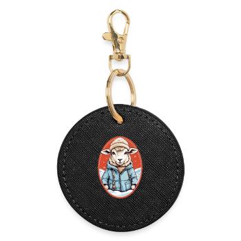 Sweet Sheep - Round Keyring - black - Front