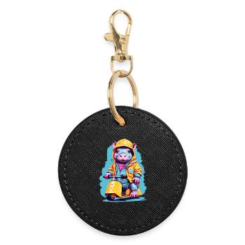 Sweet Hippopotamus - Round Keyring - black - Front