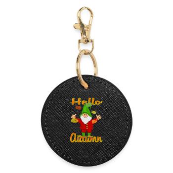 Gnome Automne - Porte-clés rond - noir - Devant