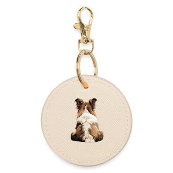 Chien de berger Shetland - Porte-clés rond - huître - Devant