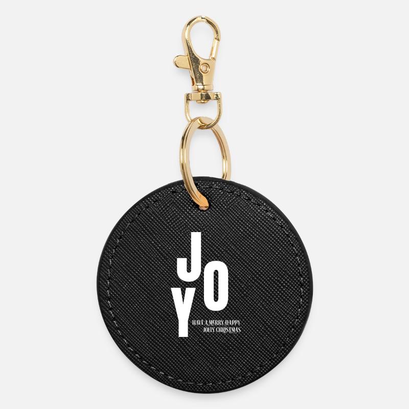 Logo typographique de Noël joyeux - Porte-clés rond - noir