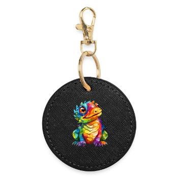 colorful dragon - Round Keyring - black - Front