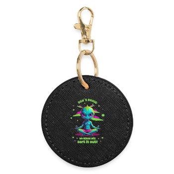 Alien régule cela ! - Porte-clés rond - noir - Devant