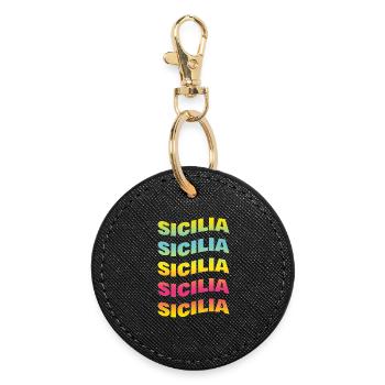 T-Shirt Sicilia onda T-Shirt Geschenkidee - Runder Schlüsselanhänger - Schwarz - Vorne